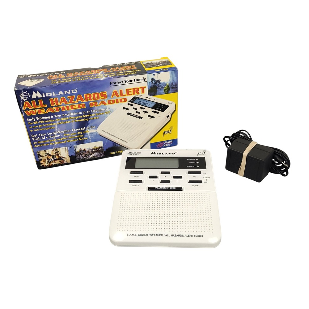 Midland WR100B NOAA Weather Alert Radio Emergency Alarm Clock Preparedness NIB